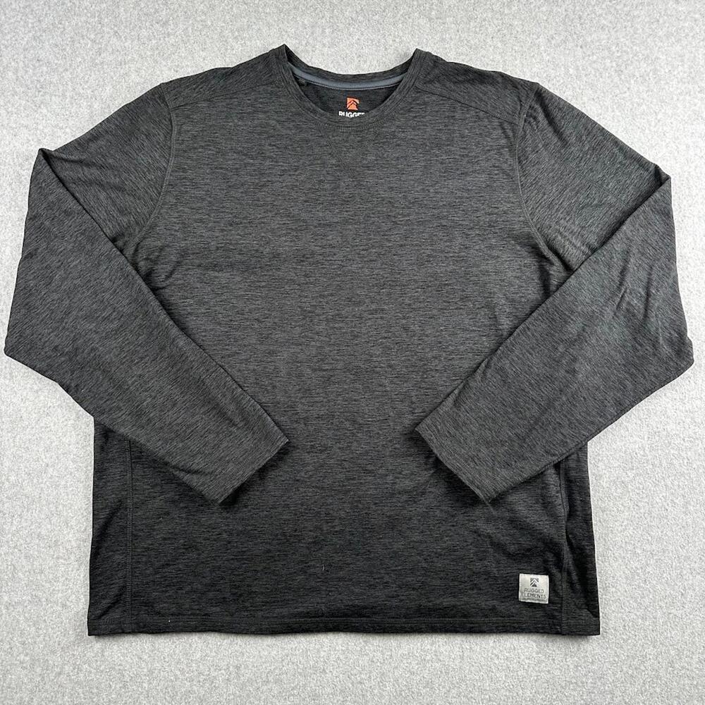 Rugged Elements Mens XL Charcoal Gray Long-Sleeve Crewneck Shirt Durable Utility
